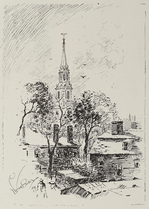 Whitman Bailey, Engraving of the First Baptist Church of Providence, Providence Magazine 26 (1914),  https://commons.wikimedia.org/wiki/File:The_Baptist_Cathedral_of_America.jpg. 