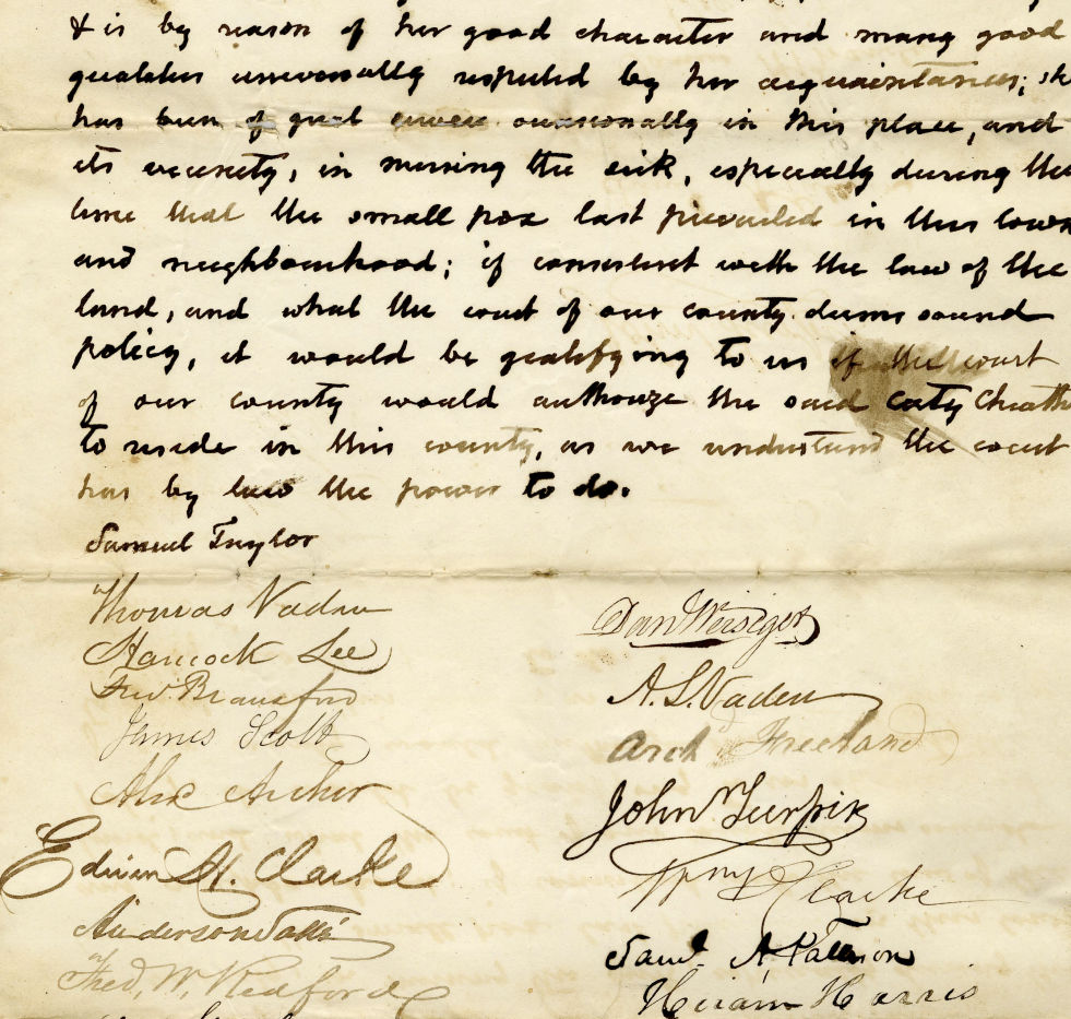 Cheatham, Caty: Petition to Remain in the Commonwealth, 1840. Virginia Untold: the African American Narrative, Library of Virginia, Richmond, VA.